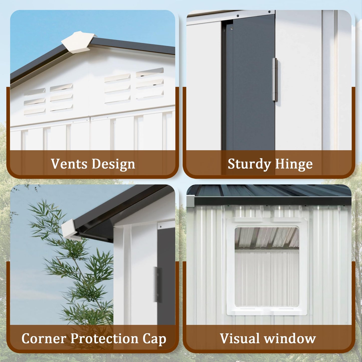 Vigo huseeo 8x5.7x6FT Storage Shed, Outdoor Galvanized Steel Garden Shed with Lockable Door & Window, Waterproof Metal Tool Storage for Garden, Backyard, Patio, Lawn