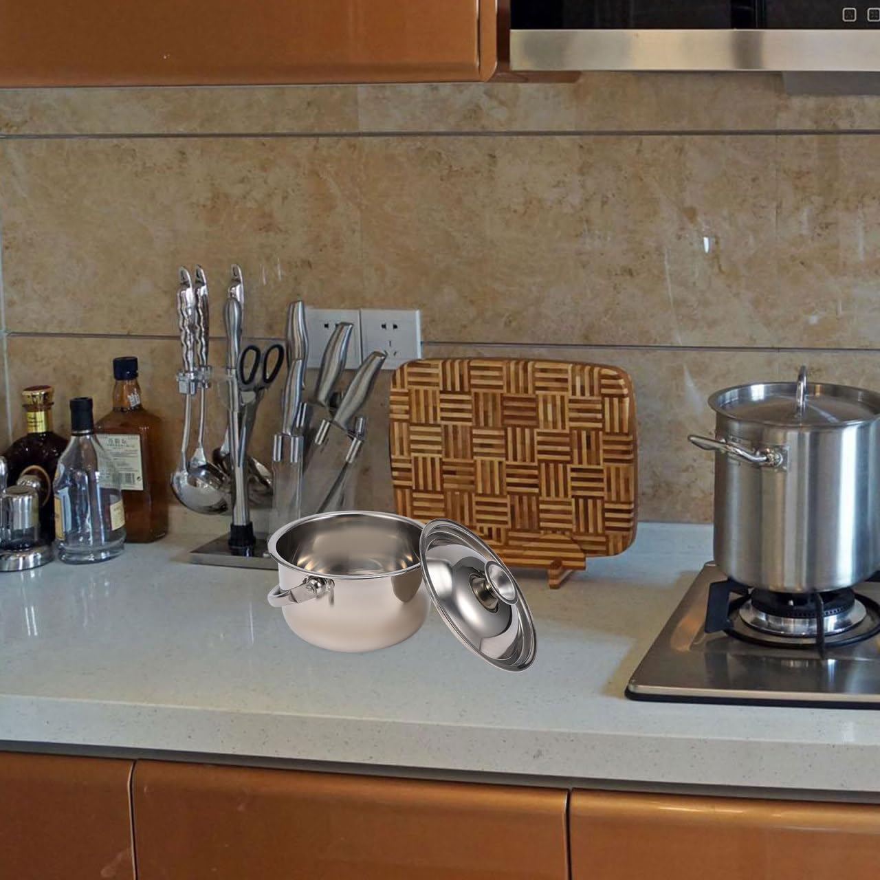 Stainless Steel Cooking Bowl Pasta Pan with Lids, Italian Pasta Cooking Pot, Egg Mixing Bowls, Sauce Pot with Lid,