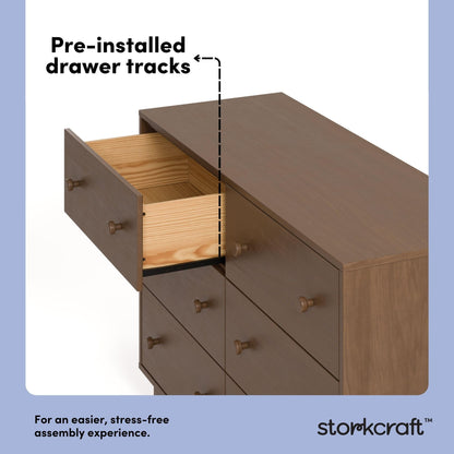 Storkcraft Texas 6 Drawer Dresser (Hazelnut) – GREENGUARD Gold Certified Baby Dresser, Interlocking Drawer System for Nursery & Kids’ Bedroom, Brown Chest for Kids Bedroom, Nursery Storage