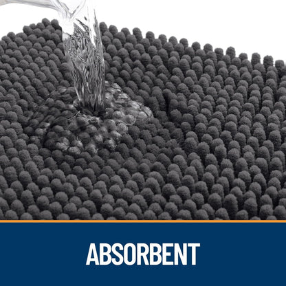 OLANLY Dog Door Mat - Absorbent Non-Slip Mud Mat for Paws | 70x32 Dark Grey Chenille Design