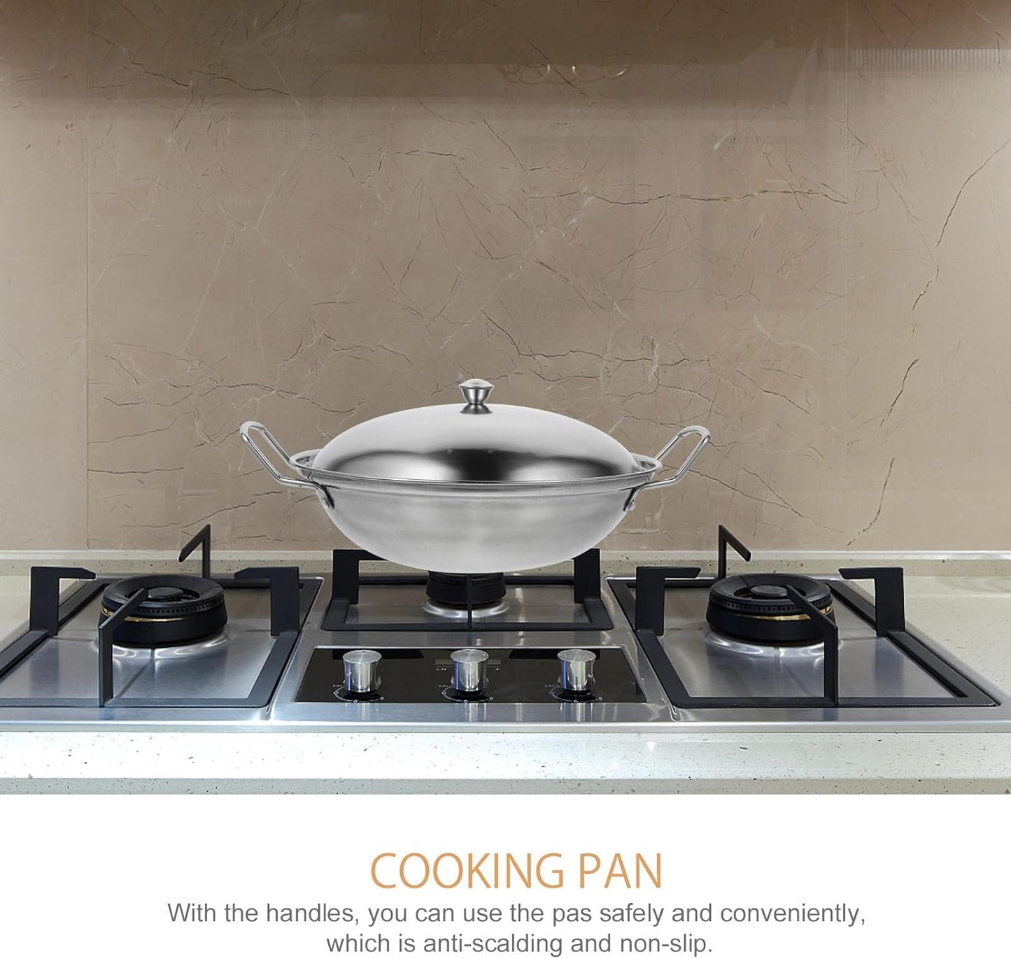 Hemoton 1 Set Stainless Steel Pot with Lid, Stockpot, Wok, Frying Pan, Kitchen Supply Dish