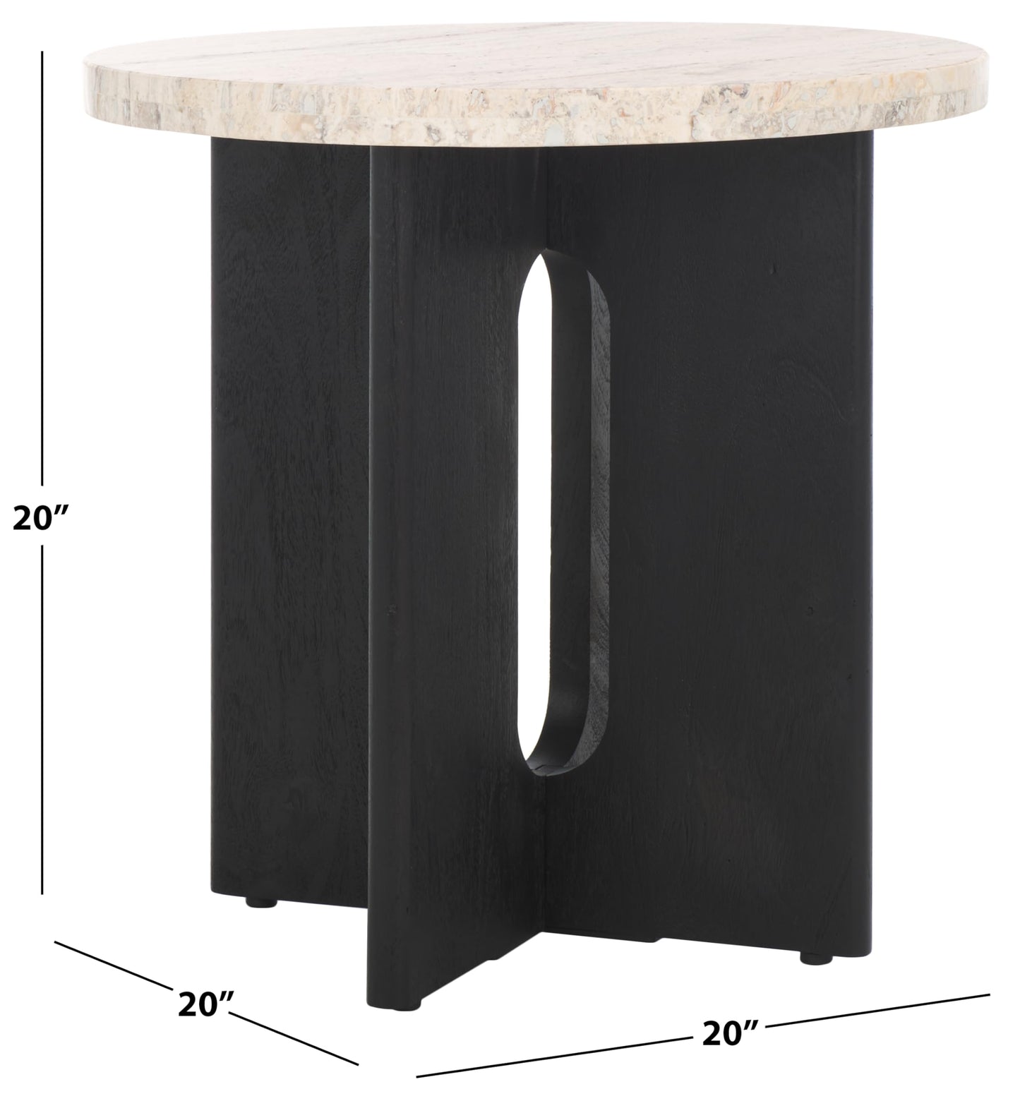 SAFAVIEH Couture Collection Shayne Travertine/Black Solid Wood Accent Table