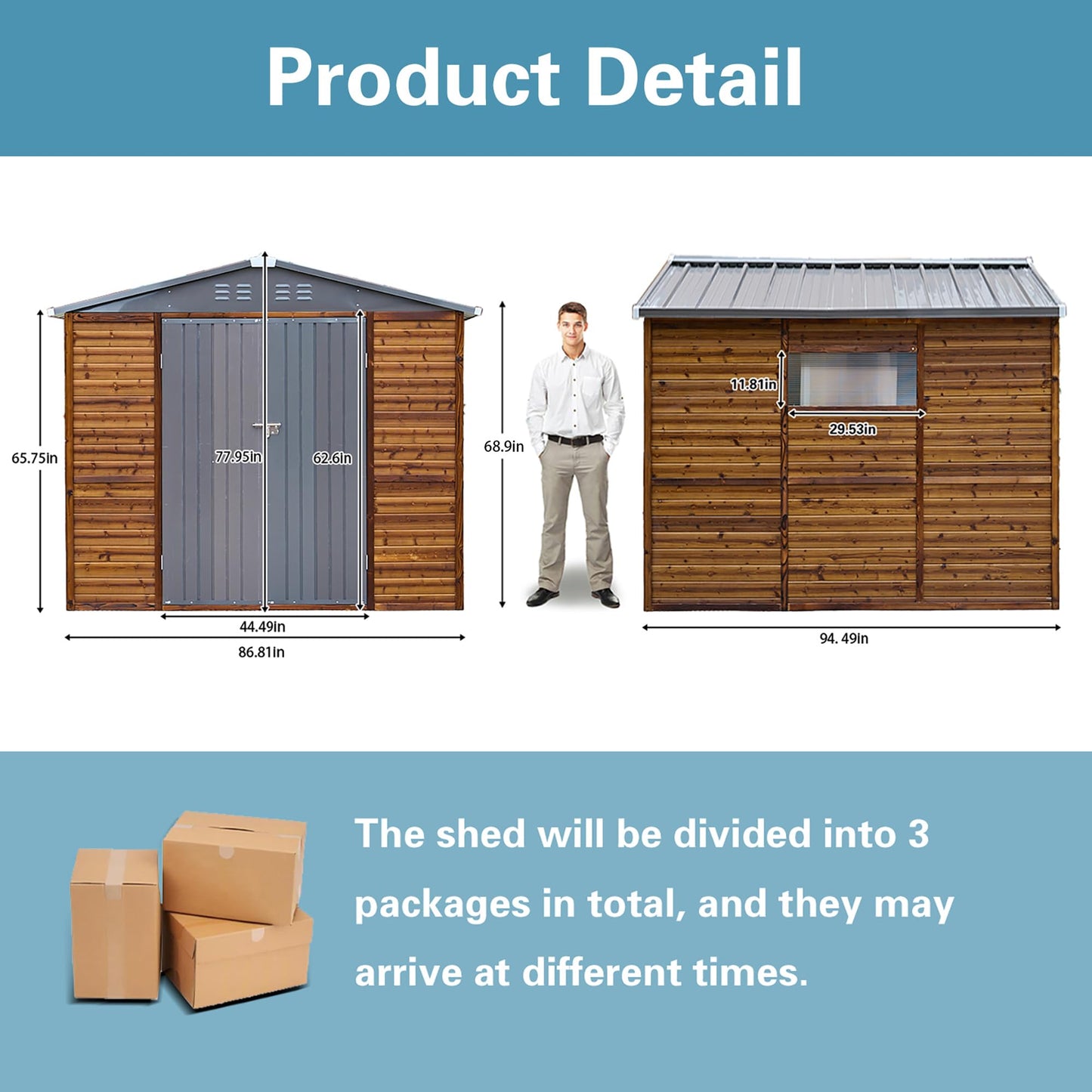 Endark 8x8FT Waterproof & Rust-Resistant Outdoor Storage Shed with Window, Lockable Sliding Doors & Metal Sloped Roof - Ideal for Garden, Backyard, and Patio