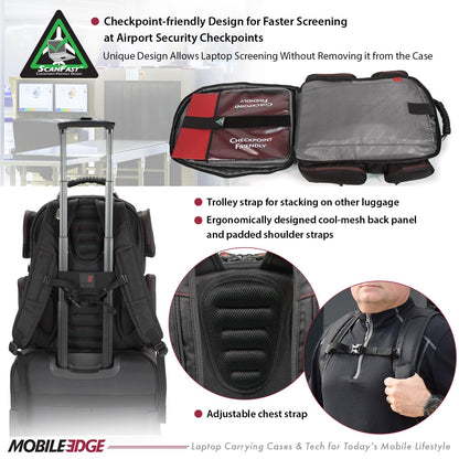 Mobile Edge CORE Gaming Laptop Backpack for 17-18 Inch Laptops with USB Charging Port and Cable, TSA-Friendly, MECGBPV1
