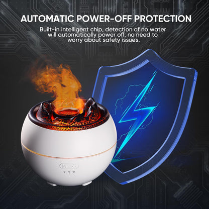 Essential Oil Diffuser, Volcano Fire Flame Aromatherapy Diffuser, 360ml Ultrasonic Cool Mist Humidifier, Scent Aroma Diffuser with 7 Colors Light, Timer & Auto Shut-Off for Home, Room (Black)