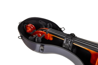 Crossrock Poly Carbon Cello Case for 4/4 Full-Size | Matte Blue Finish, Wheels, Lightweight & Durable – Best for School Orchestra & Student Musicians