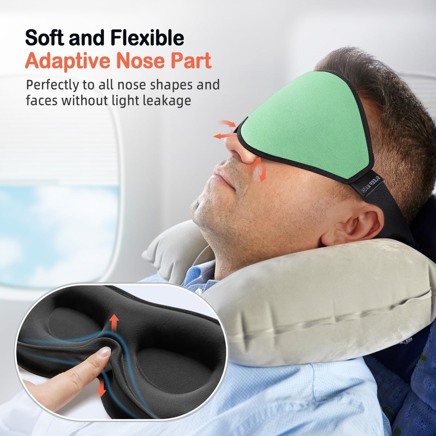 LitBear Sleep Mask for Side Sleeper Women Men, Eye Mask for Sleeping Light Blocking, 3D Contoured Cup Sleeping Mask, Soft Breathable Sleep Eye Mask with Adjustable Elastic Strap for Travel