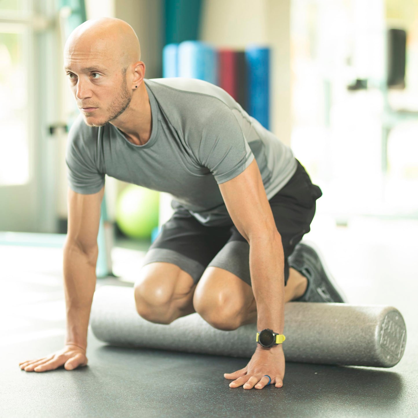 OPTP Silver AXIS Foam Roller, Moderate Density for Sports Medicine, Physical Therapy, Pilates, Yoga - Myofascial Release on Trigger Points (Silver Moderate Density, 36" x 6" Round)