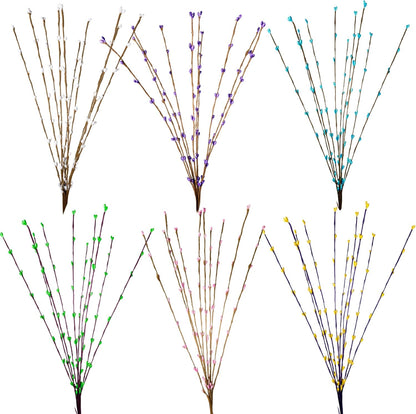60 Pcs Easter Garland Parts Artificial Floral Picks Berry Stems Spring Pip Berry Sprays Pastel Picks Stems for Easter