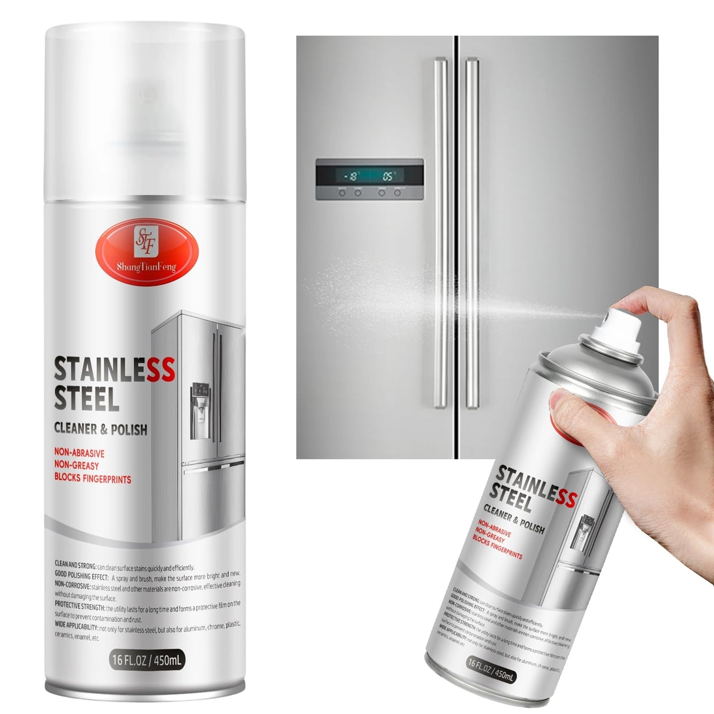 Stainless Steel Cleaner & Polish - Quick Shine, Streak-Free Formula - Safe for Appliances, Cookware, Sinks - Restores Shine - Eco-Friendly (17oz)