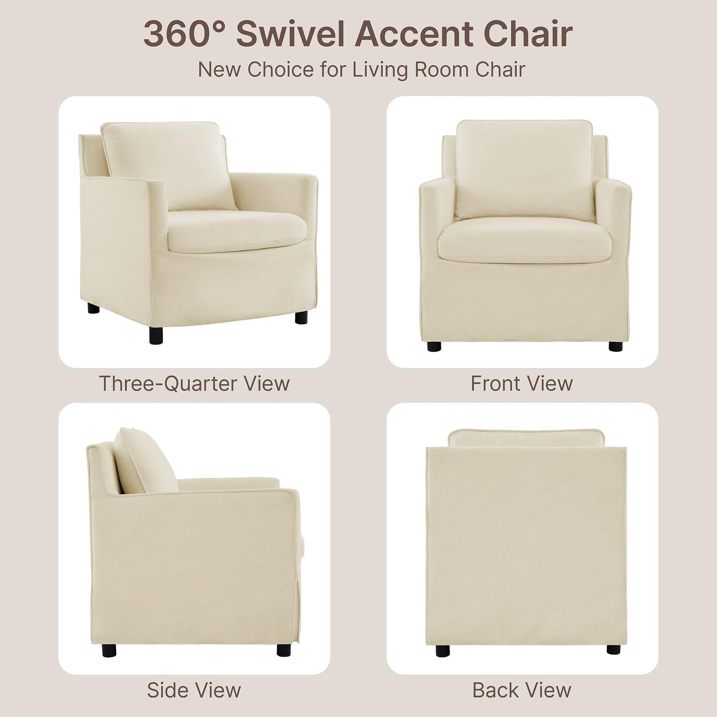 Upholstered Barrel Accent Chair, Modern Single Sofa with Washable Slipcover for Living Room, Bedroom,Reading Spaces,Office,Sand