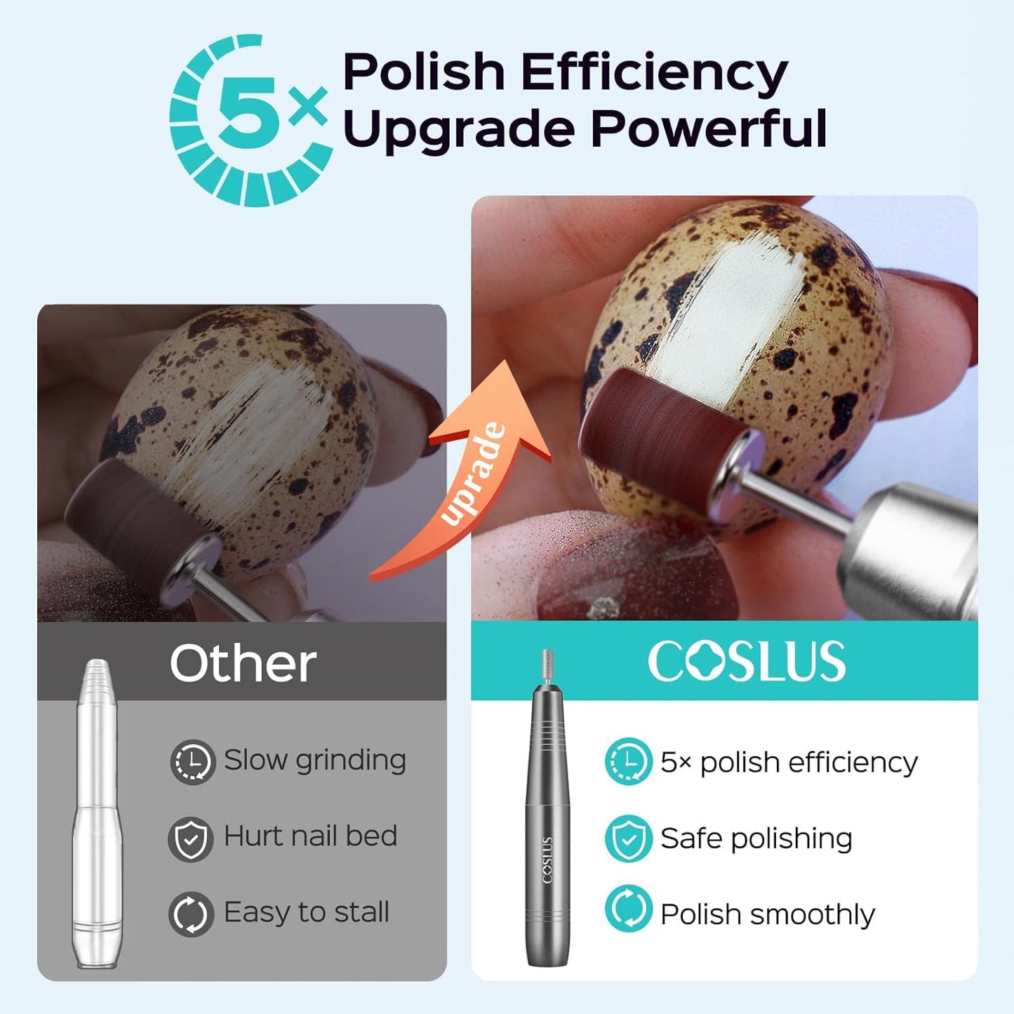 COSLUS Electric Nail Drill File Professional: for Acrylic Gel Dip Powder Nails Portable Nail Machine Kit Manicure Pedicure Tools Polishing Set with Nail Drill Bits Sanding Bands