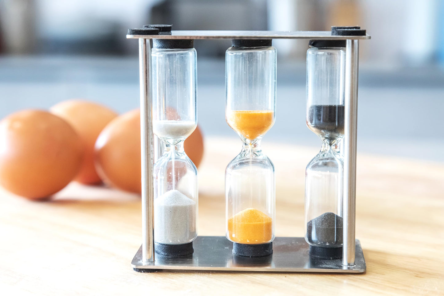 MasterClass Hourglass Triple Sand Timer, Soft Medium Hard-Boiled Eggs, Stainless Steel, 3,4,5 Minutes