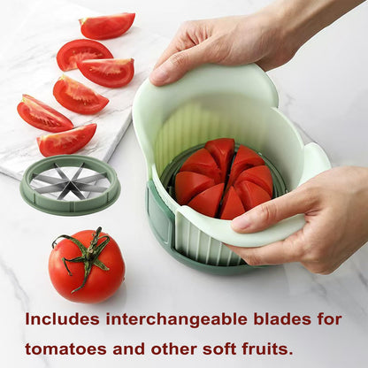Apple Slicer, 8 Slices Heavy Duty Apple Cutter with Stand, Apple Corer&Tomato Slicer with Comfort Handle，Up to 3.8 IN Apples, The new apple slicer and corer also comes with tomato cutting blades.