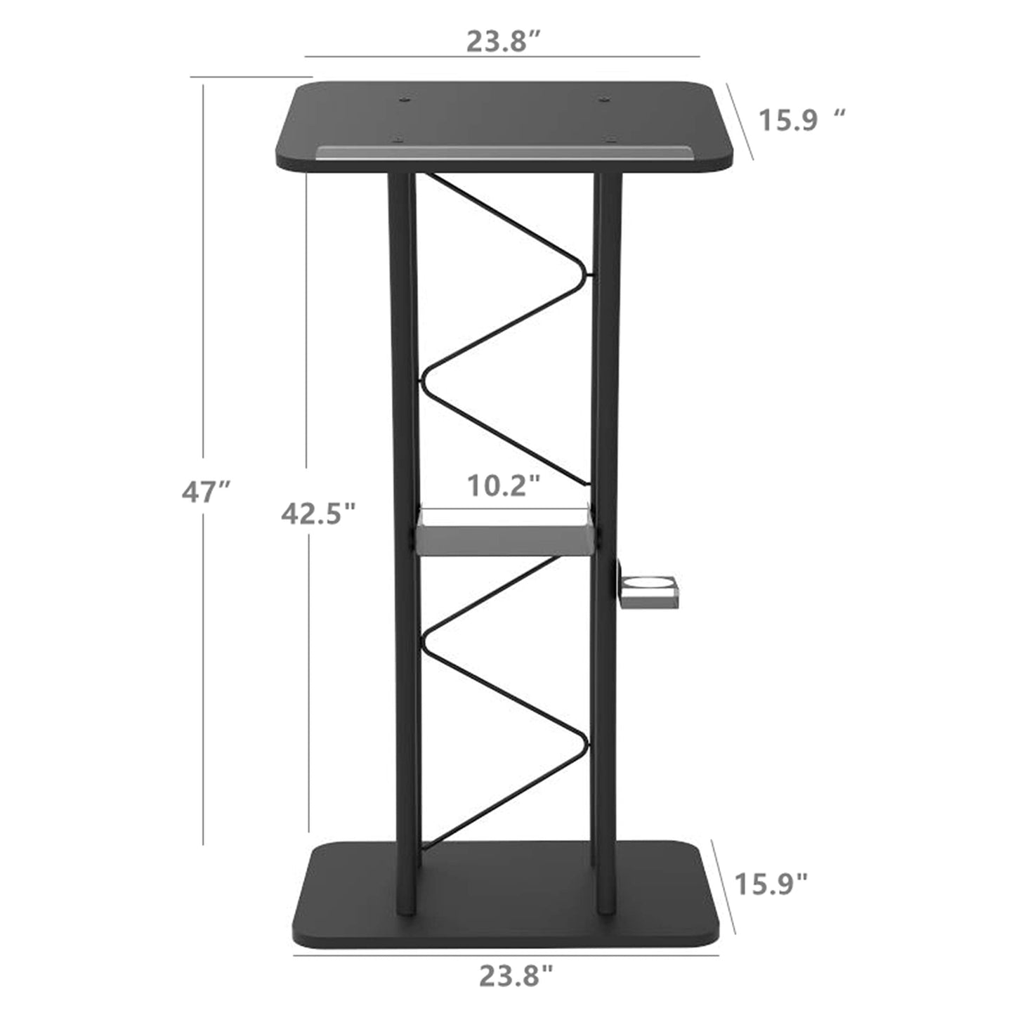 FixtureDisplays® Curved Podium, Truss Metal/Wood Pulpit Lectern with A Cup Holder 11568-H