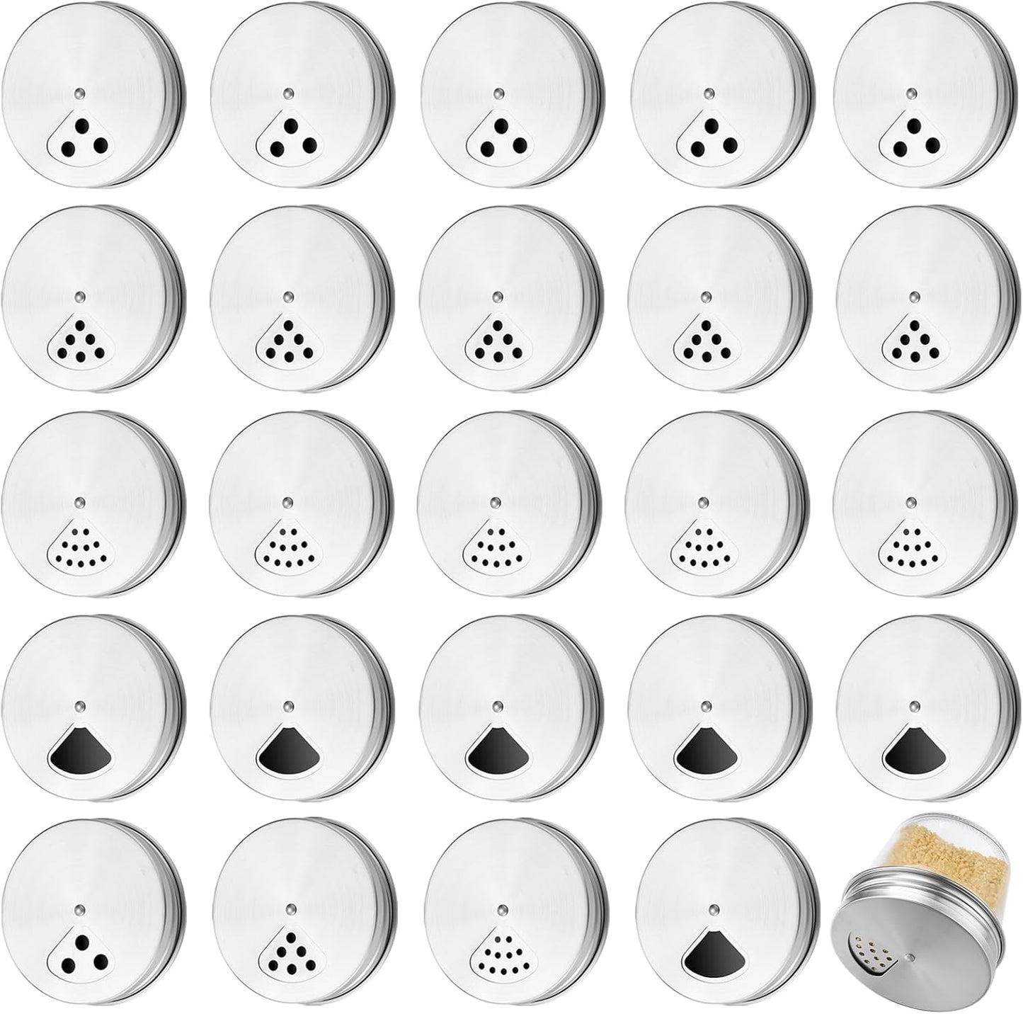 Tiangrid 24 Pack Seasonings(2.76 Inch) Adjustable Spice Shaker Lids for Regular Mouth Mason Jars Stainless Steel Mason