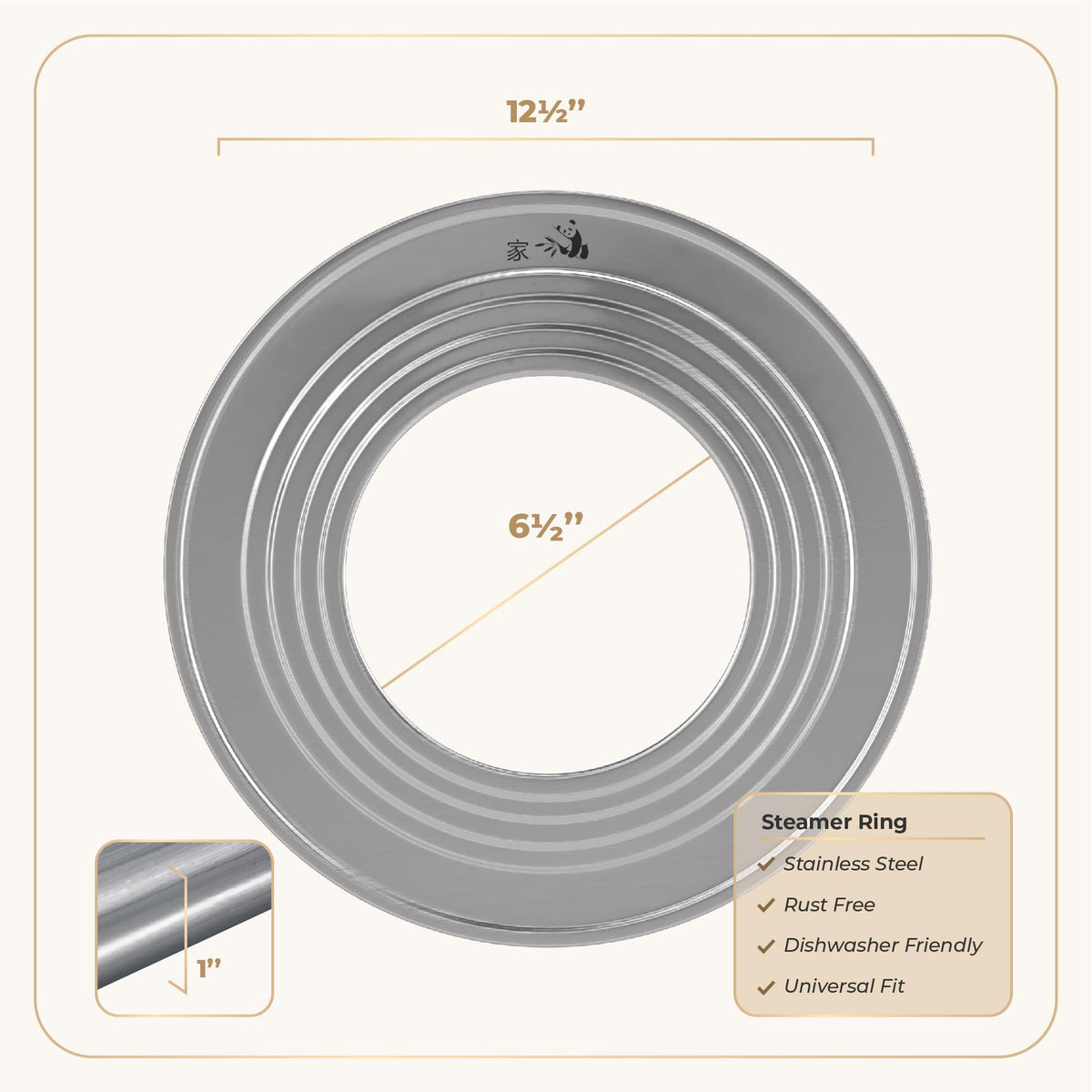 Prime Home Direct Stainless Steel Steamer Ring | Fits 7 to 12-Inch Bamboo Steamer Basket | Steaming Ring for Asian Chinese Wok, Food, Dumpling, Dim Sum, Steam Pot Accessories Metal Cooking Rim Adapter
