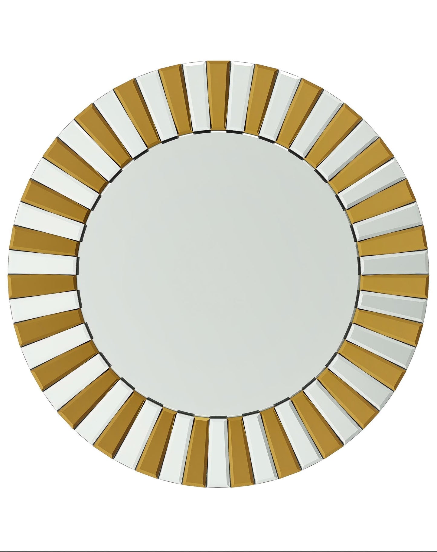 Artloge Round Wall Mirror Decorative Sunburst Silver-Brown Crystal Edge 32 inch