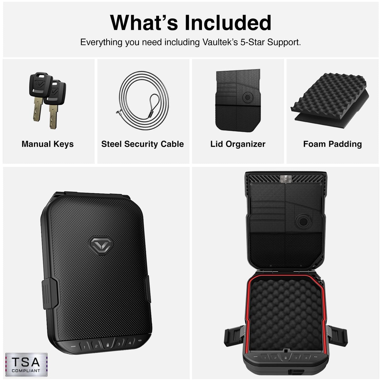 VAULTEK LifePod 10 Compact Lockable Weather Resistant Portable Case with Built-In Lock, Backlit Keypad, Steel Security Cable, & TSA Compliant (Covert Black)