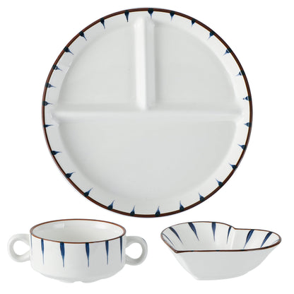 Acyhggi 8 Inch Porcelain Divided Plate Set, 3-Piece Ceramic Dinnerware for Portion Control, Weight Loss, Breakfast, Lunch, Salad - Microwave & Dishwasher Safe