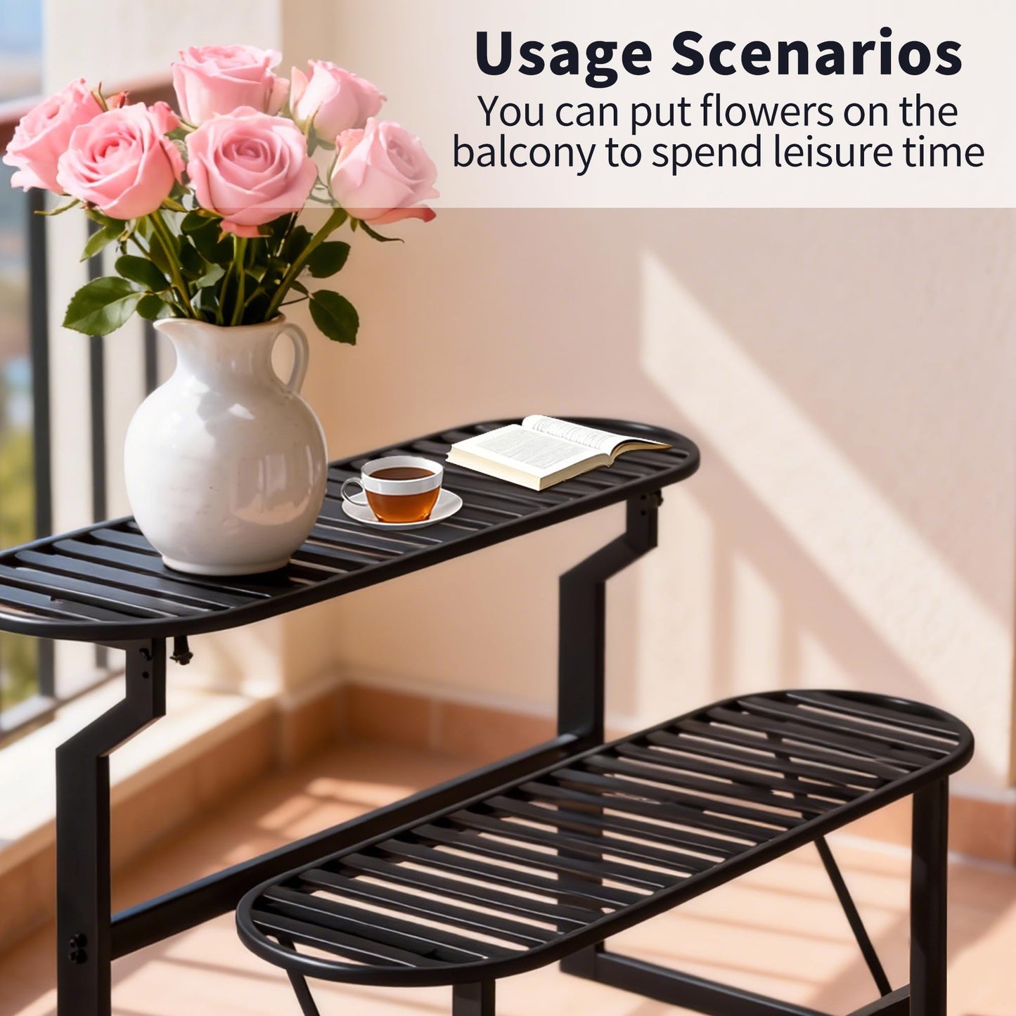 ZONVEOKE Convertible Bench, 2 in 1 Carbon Steel Picnic Table, Transforming Interchangeable Outdoor Table with Umbrella Hole, for Outside Patio Porch Backyard Park Garden 2 Pack Black Bench