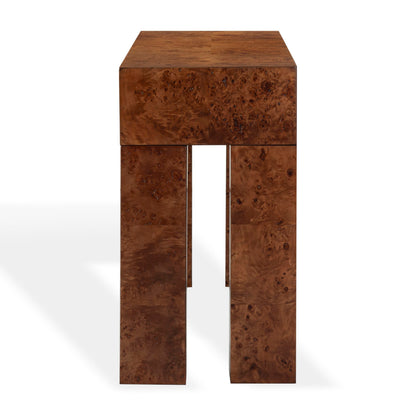 SAFAVIEH Couture Collection – Betharose Walnut Burl Wood Console Table, Modern Entryway & Living Room Accent (SFV2221A)
