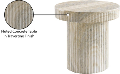 Meridian Furniture Legatto Travertine Indoor/Outdoor Concrete End Table