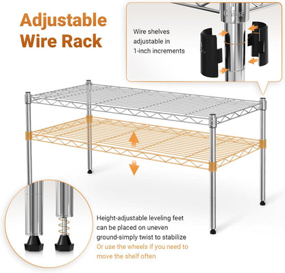 1-Tier 29.92" 13.78" 14.96" Simple Deluxe Shelving Units, W x D x H Steel Wire Rack Storage Shelving Organizer, Chrome