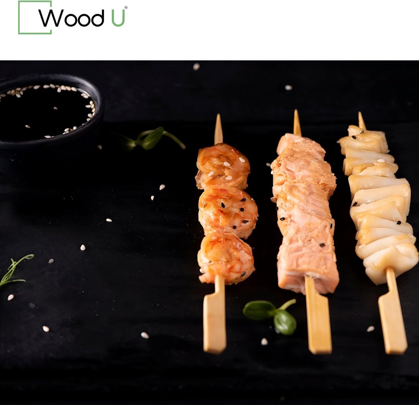 Wooden Bamboo Skewers Paddle Picks - 7" - 100 Pcs Toothpicks for Appetizers - Cocktail Picks for Fruits, Kabab
