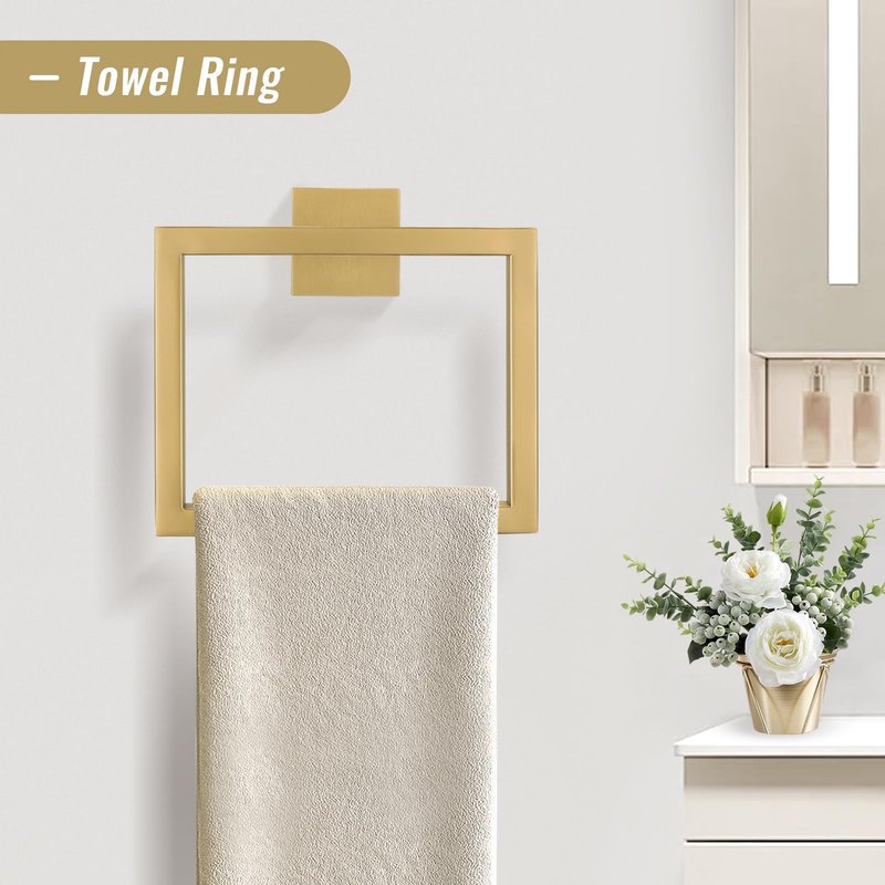 YACVCL Towel Bar Set, 5-Piece Brushed Gold Bathroom Hardware Set, Gold Bathroom Accessories Set, SUS304 Stainless Steel 23.6 Inch Towel Holder Towel Racks Set Wall Mounted