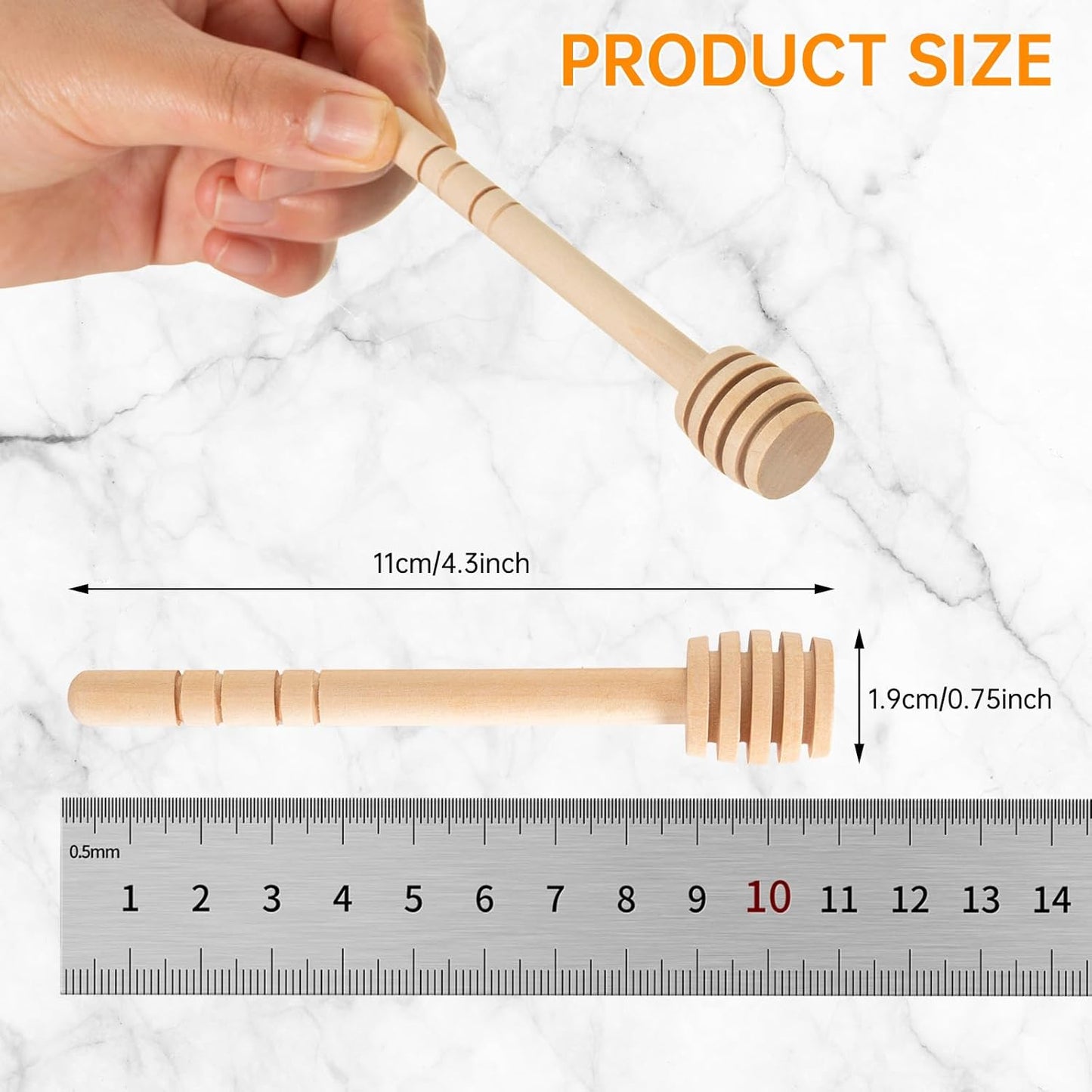 LepoHome 100Pcs 4inch 4 Inch Honey Dipper Sticks - Wooden Honey Dipper, Mini Honeycomb Stick, Honey Stirrer Stick