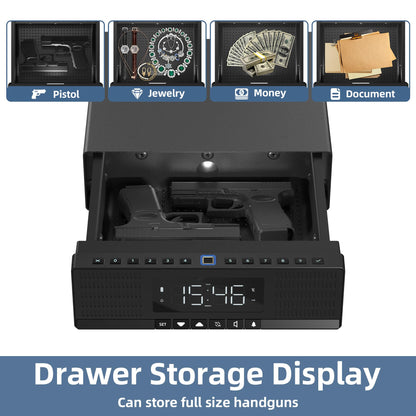 Medunor Smart Security Box, Biometric Fingerprint Safe for Handgun & Valuables, Portable Lock Box with Bluetooth, Anti-Theft Steel Cable, USB Charging, Digital Keypad, Hidden Audio Design