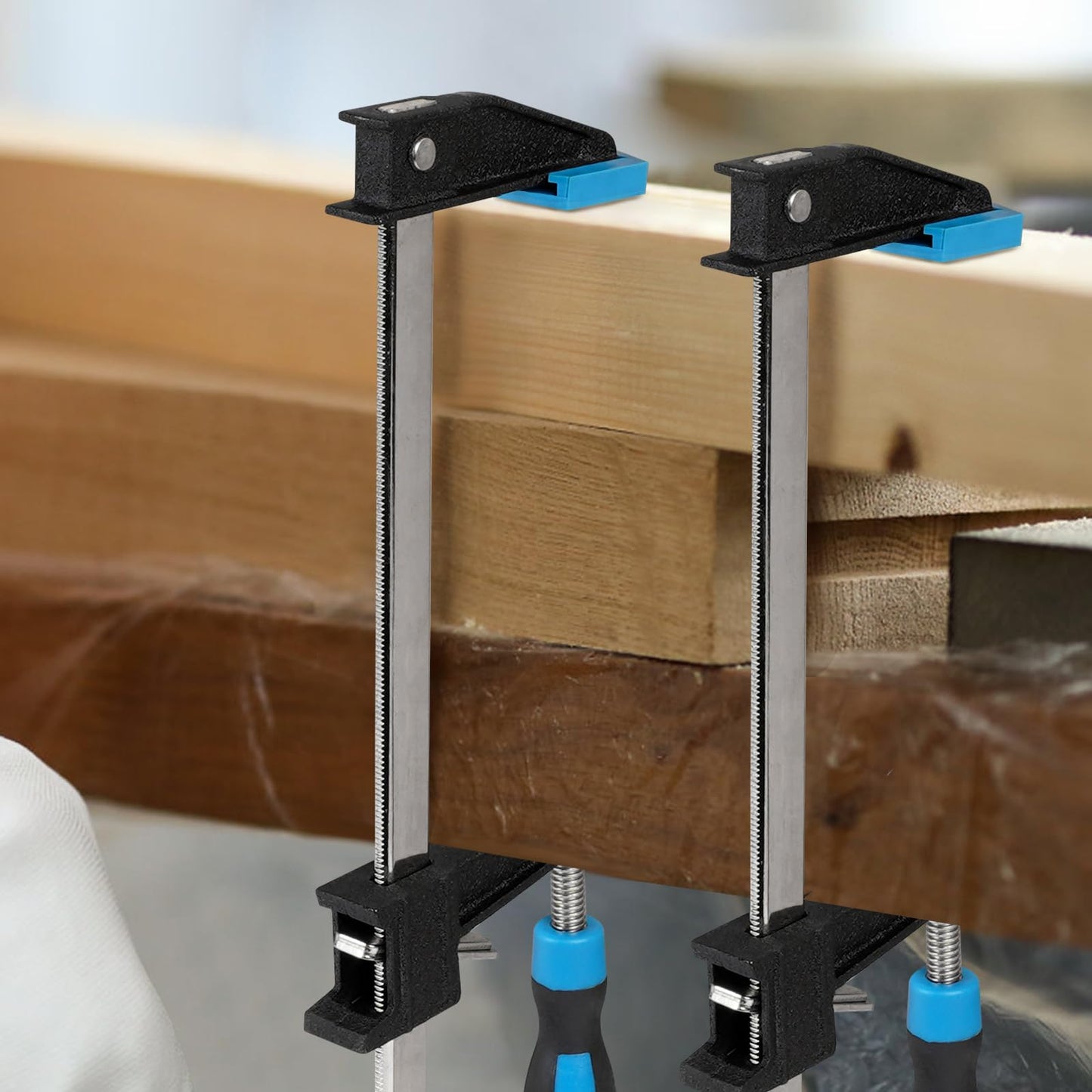 FASTORS Bar Clamps for Woodworking 24 Inch,2-Pack Wood Clamps Adjustable and Release Quickly,Throat Depth 2.5 Inch, Serrated Steel Rail,Bar Clamps Force 600 Lbs