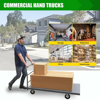Fworkleft Steel Platform Truck 2000 lb Capacity, 60" x 24" Heavy Duty Flatbed Push Cart with Smooth Deck, Industrial Platform Dolly for Warehouse & Commercial Use