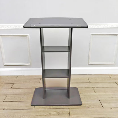 FixtureDisplays® 44.3" Tall Podium for Floor, Curved Frosted Front Acrylic Panel - Dark Grey 19658-GREY-NEW-NPF