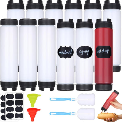 12 16 Oz mwellewm Pc Condiment Squeeze Bottles for Sauces Ketchup Bottles Squeeze Plastic Mustard Dispenser Refillable