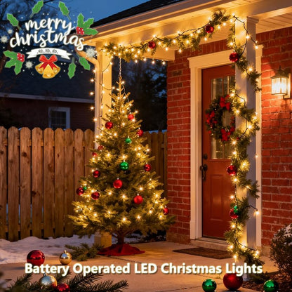 Vruxuri Battery Operated Christmas Lights, 18 FT 50 LED Clear Mini String Lights, 8 Modes with Timer Waterproof Tree Lights for Xmas Indoor Outdoor Holiday Home Decor, Warm White