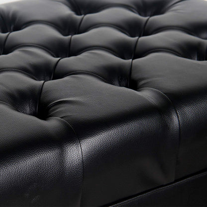 Leather Piano Bench Luxury Stool Solid Wood with Large Storage Box Adjustable Height Comfortable and Ergonomic zwart (zwart One Size)
