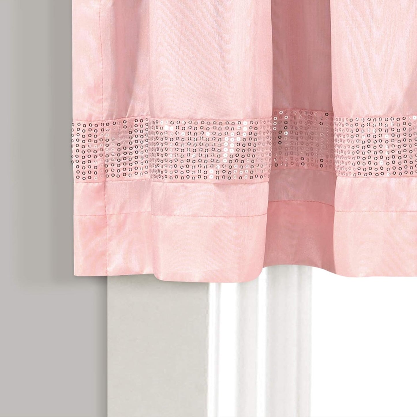 Lush Decor Night Sky Sequins Valance, Single, 84" W x 18" L, Blush & Silver - Extra Wide Kitchen Curtain