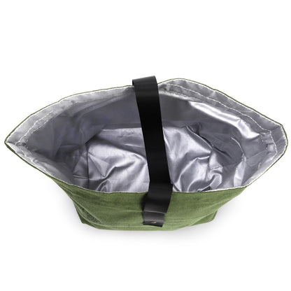 Yesland 2 Pack Reusable Lunch Bag, Canvas Insulated Lunch Handbag Tote Bag with Handle and Drawstring Closure Foldable and Lightweight Lunch Box for Work, Office, Picnic, Travel, Yellow, Green