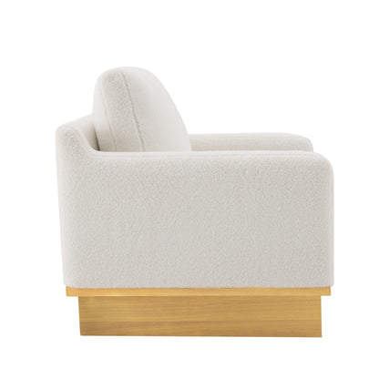 Christopher Knight Home Modern Minimalist Accent Chair with Solid Wood Frame Soft Cushions Spacious Seat Living Room Bedroom Reading Chair, White