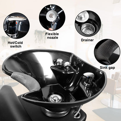 Polar Aurora Backwash Chair Adjustable ABS Plastic Shampoo Bowl Sink with Leg Support for Spa Beauty Salon