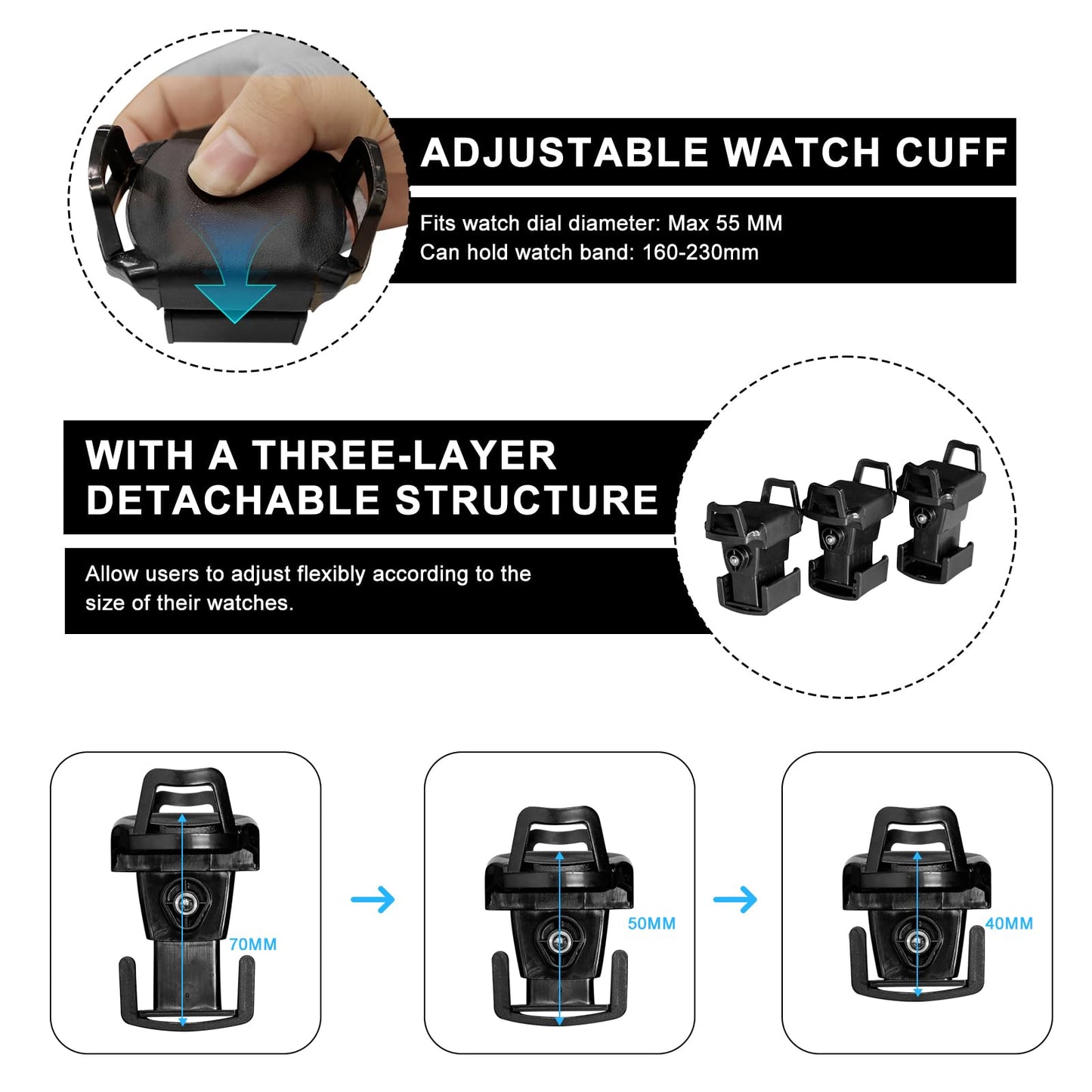 DUKWIN Watch Winder for 6 Automatic Watches, Fingerprint Lock Watch Winders with LCD Touchscreen, Blue LED Light, Remote Control,Adjustable Pillow and Quiet Motor for Universal Watches, 5TPD
