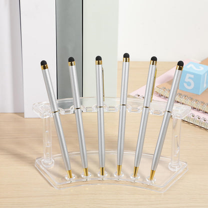 Chinco 10 Pieces Plastic Pen Holder Clear Display Stand 6-slots Display Stand Eyebrow Pen Makeup Brush Rack Organizer for Back to School Office Home Supplies, Vertical