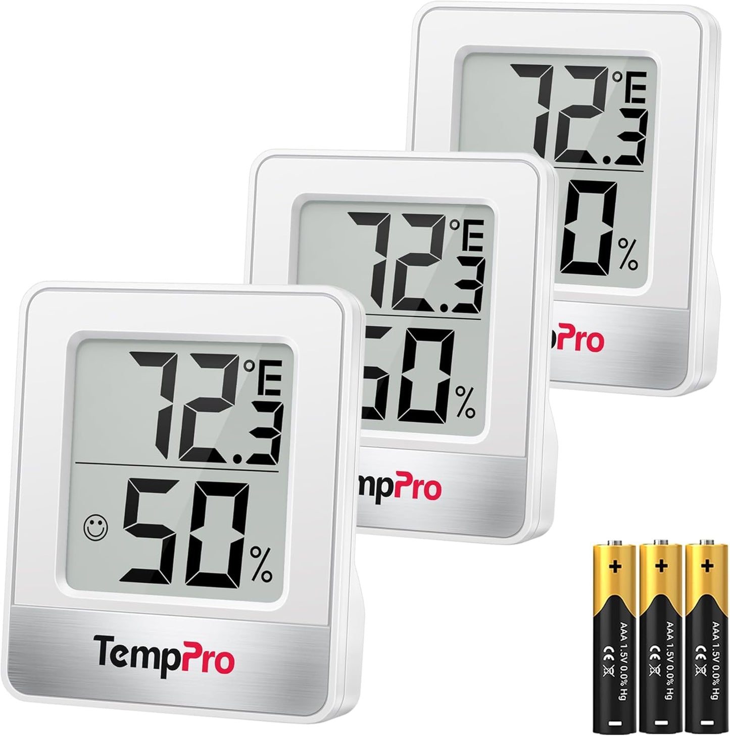 TempPro TP49 Digital Hygrometer - 3-Piece Indoor Thermometer & Humidity Meter | Accurate Weather Monitoring