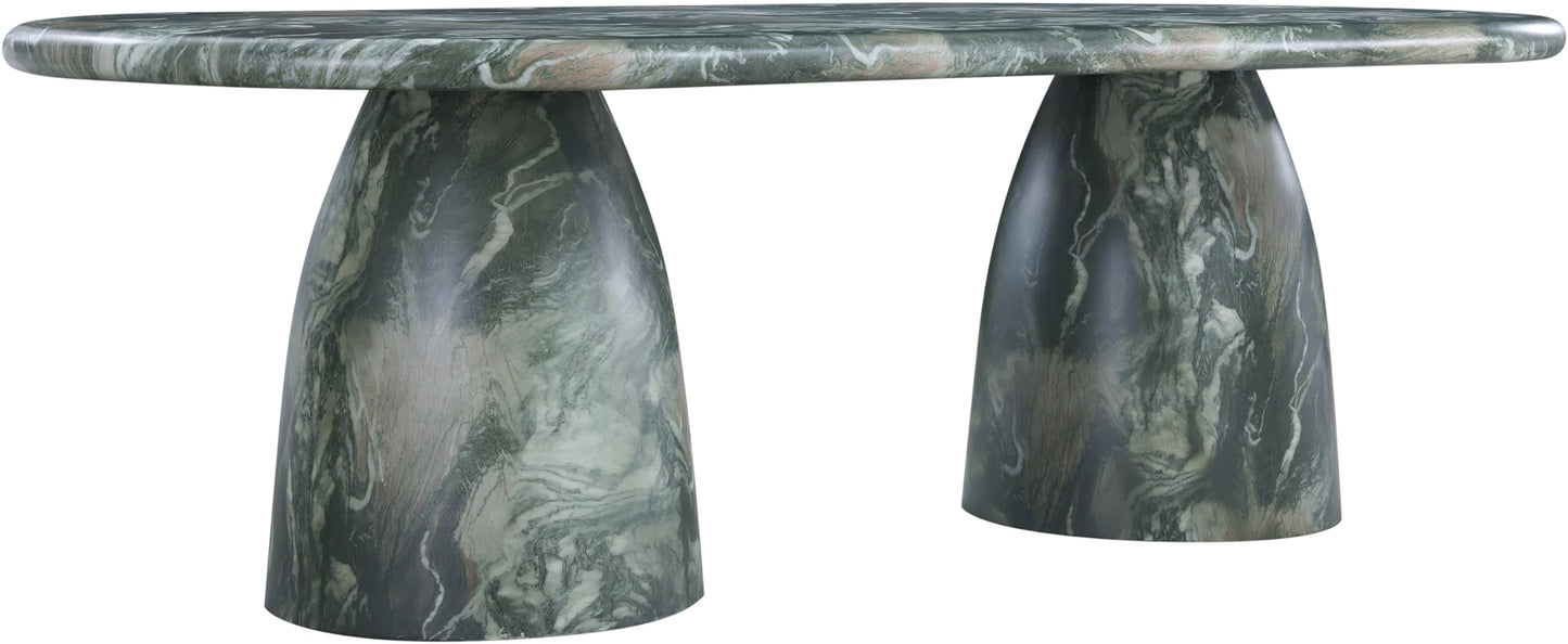 Meridian Furniture 708Green-T Cosenza Collection Art Deco 96" Indoor/Outdoor Concrete Dining Table with Green Marble Finish, 96" W x 44.5" D x 30" H