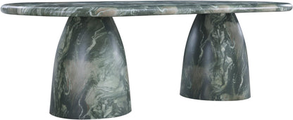 Meridian Furniture 708Green-T Cosenza Collection Art Deco 96" Indoor/Outdoor Concrete Dining Table with Green Marble Finish, 96" W x 44.5" D x 30" H