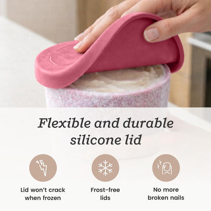 StarPack (2-Pack, 1 'Freeze The Day' Homemade Ice Cream Containers Quart) - Airtight Silicone Lids, BPA-Free Reusable