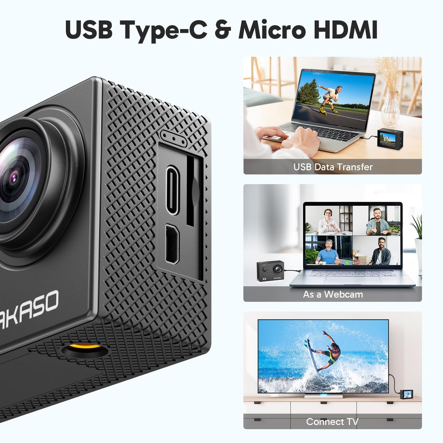 AKASO EK7000 4K30fps Action Camera with 128GB MicroSDXC U3 Memory Card Accessories Kit Bundle Ultra HD 131FT Waterproof Camera EIS WiFi Remote Control 4X Zoom Underwater Camera