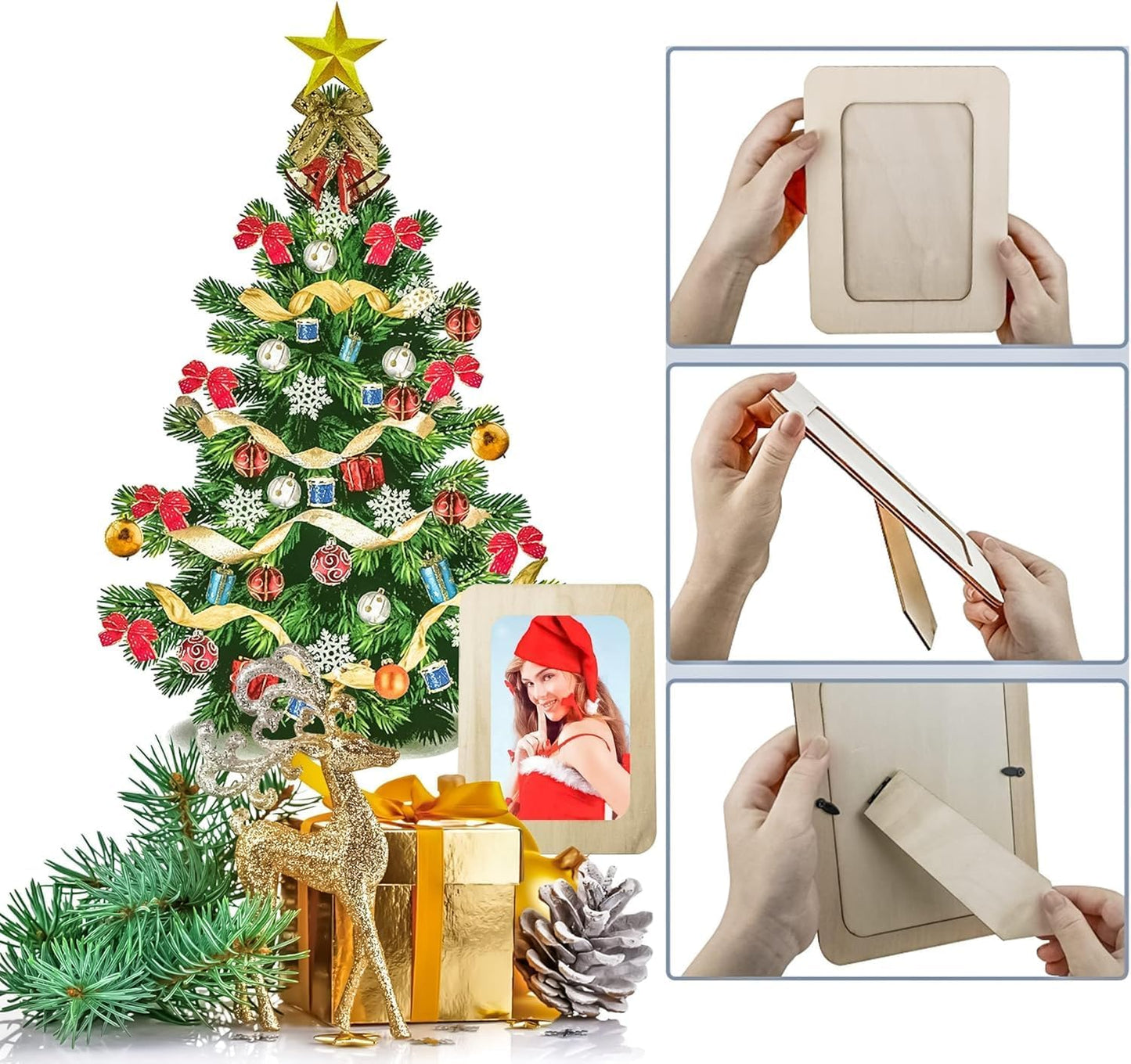 Vmiapxo 10 Pack Wooden Picture Frames for Crafts,DIY Wood Frame for 4x6 Photos,Unfinished Standing Wooden Photo Frames for Painting,Wood DIY Crafts Decorate for Birthday Party Mother's Day Gifts